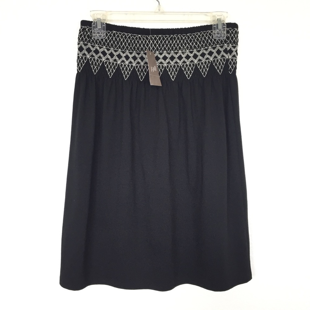 J Jill Skirt Ruffle Embroidery Waist Black XS - Picture 6 of 7